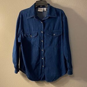 Size M Copper Key Blue Denim Shirt with Gold Logo Tag